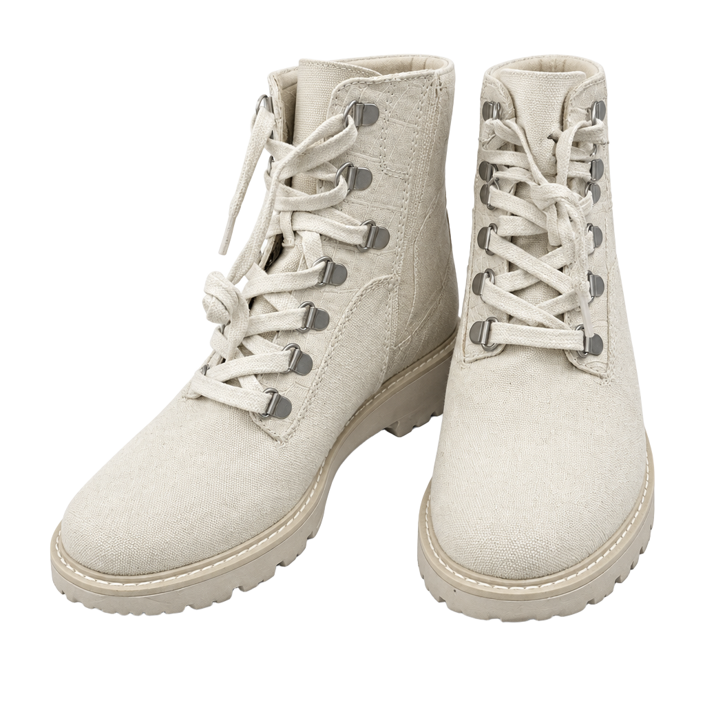 Dolce Vita Hank Ivory Canvas Lug Sole Combat Boots 1