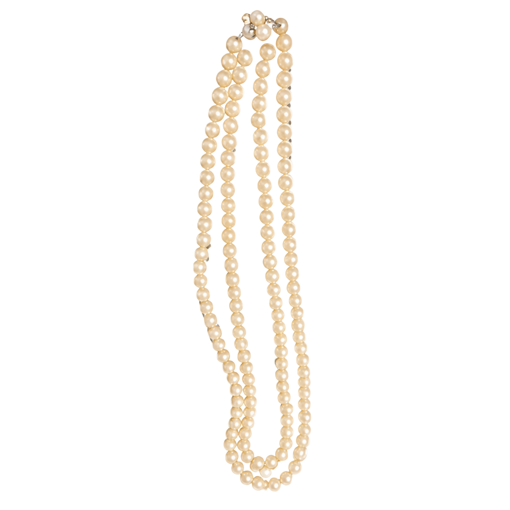 Vintage Multi-Strand Faux Pearl Bracelet with Jeweled Floral Clasp 1