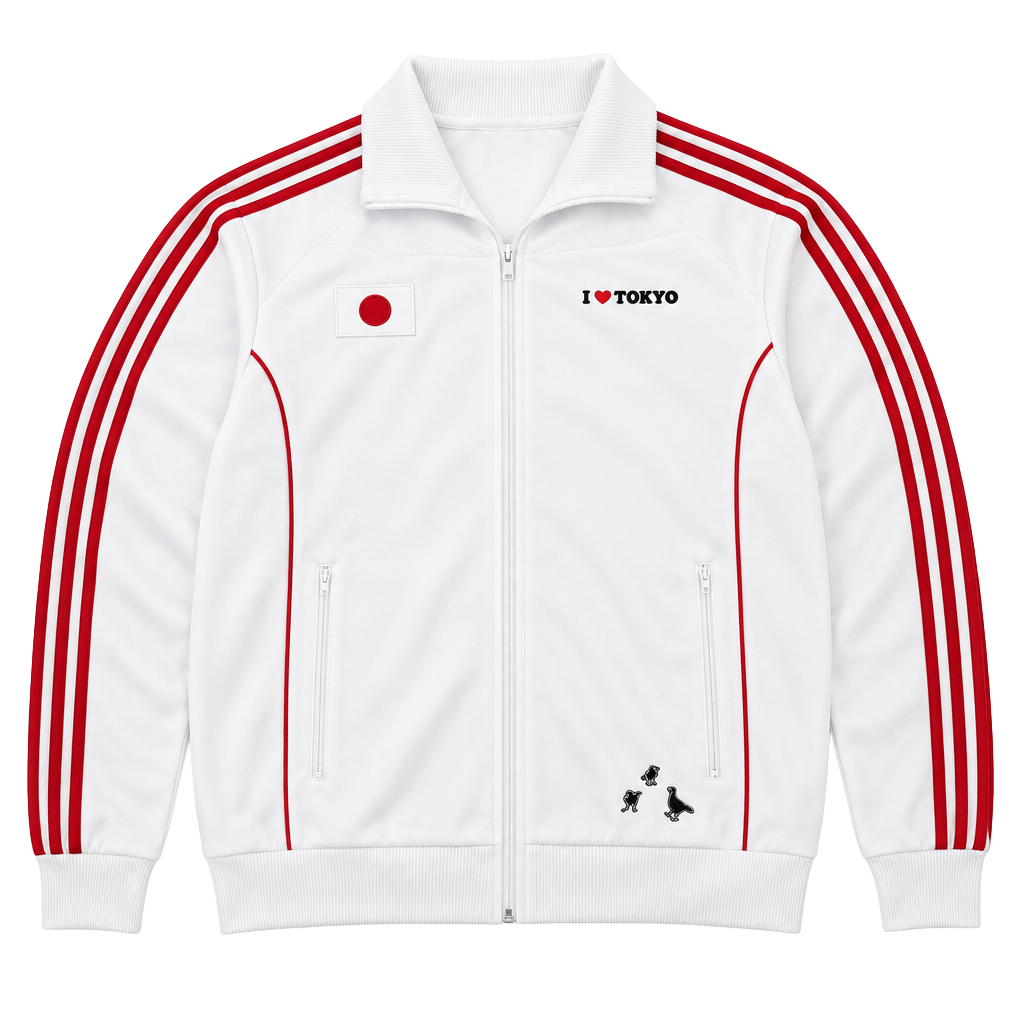 Adidas I Love Tokyo Track Jacket Size 2XL White Red Japan Zip Up 1