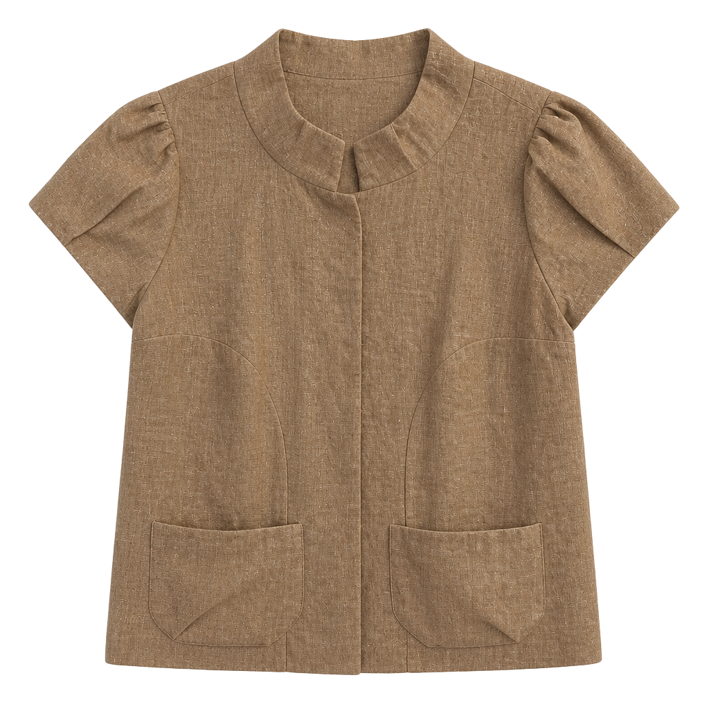Erica Tanov Metallic Linen Short Sleeve Jacket Size 1 1
