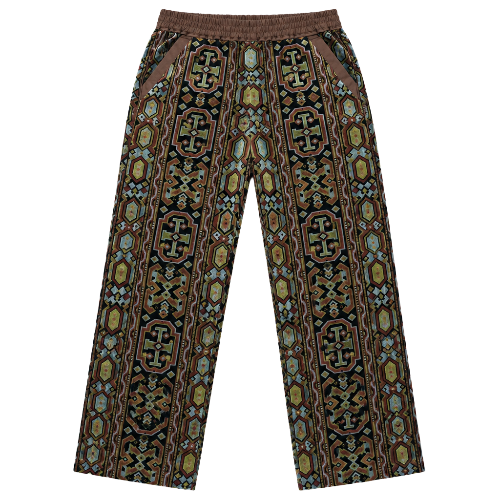 Anthropologie Elevenses Velvet Geometric Print Pants Boho Maximalist XS NWOT 1