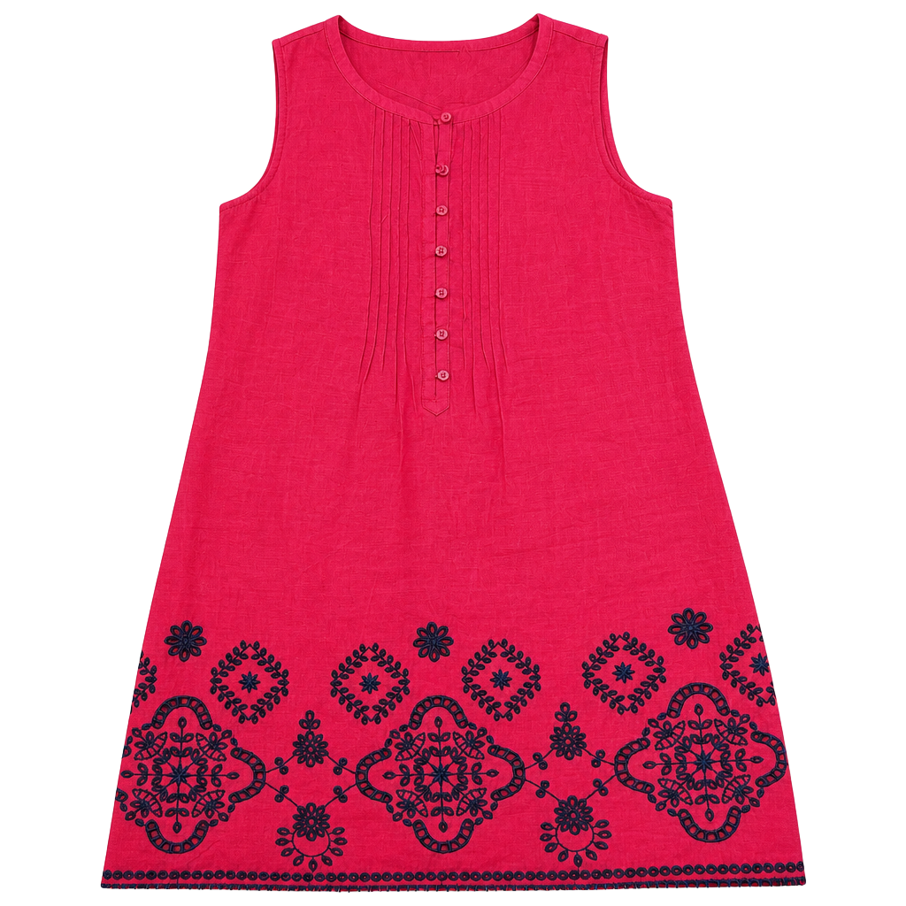 Talbots Pintuck Popover Linen blend Embroidered Dress 90s butter mom boho eyelet 1