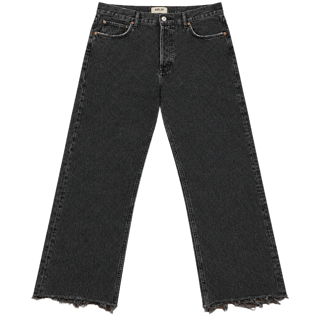 AGOLDE 90s Pinch Waist High Rise Straight Leg Jeans Charcoal Gray Frayed Hem EUC 1