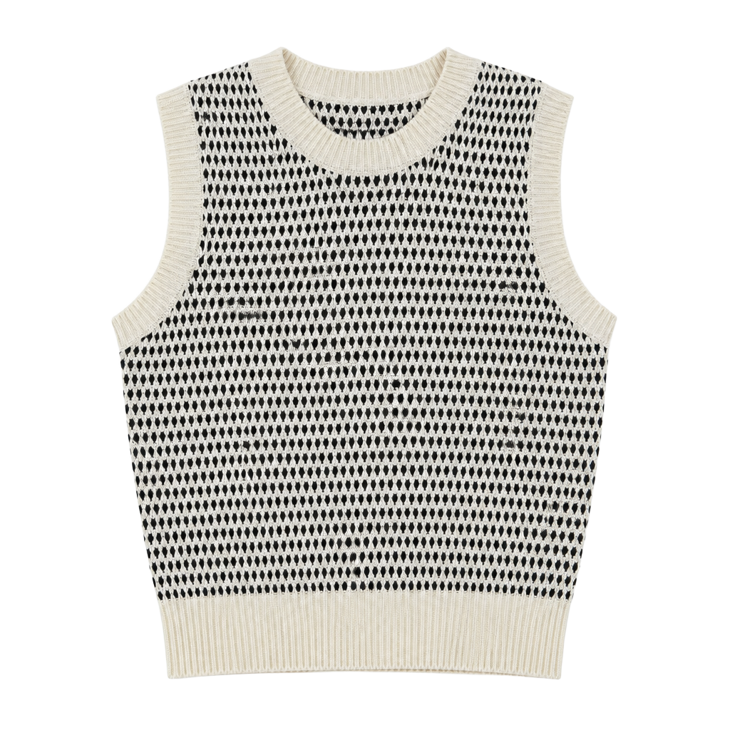 Varley Knowles Crew Neck Sleeveless Textured Cotton Knit Vest Quiet Luxury NWOT 1