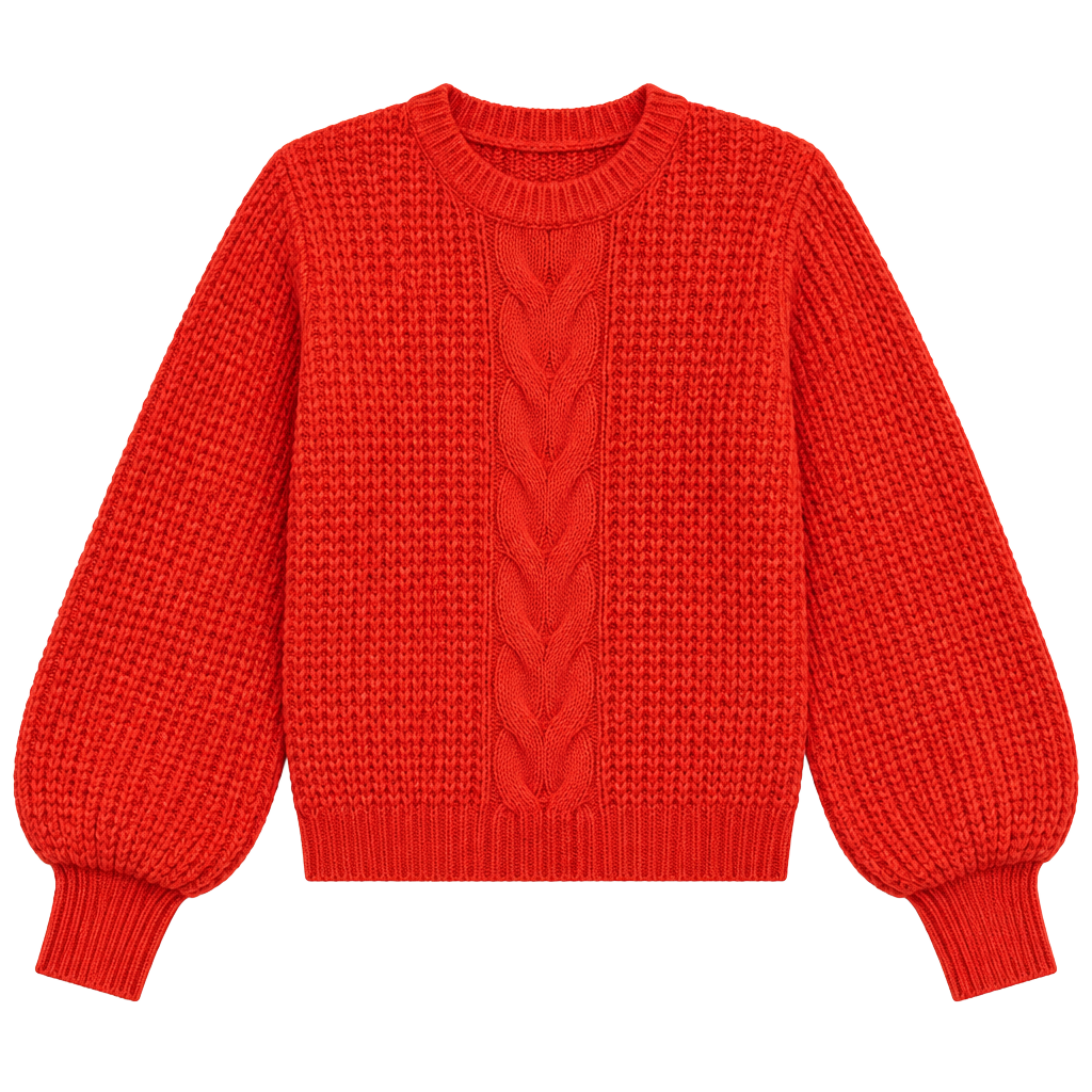 Sézane Jazz Cable Knit Jumper Orange Balloon Sleeve Chunky Knit NWOT 1