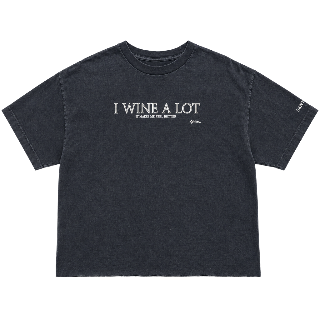 2000’s Vintage Y2K I Wine A Lot Graphic T-Shirt Black Cropped Size XL 1