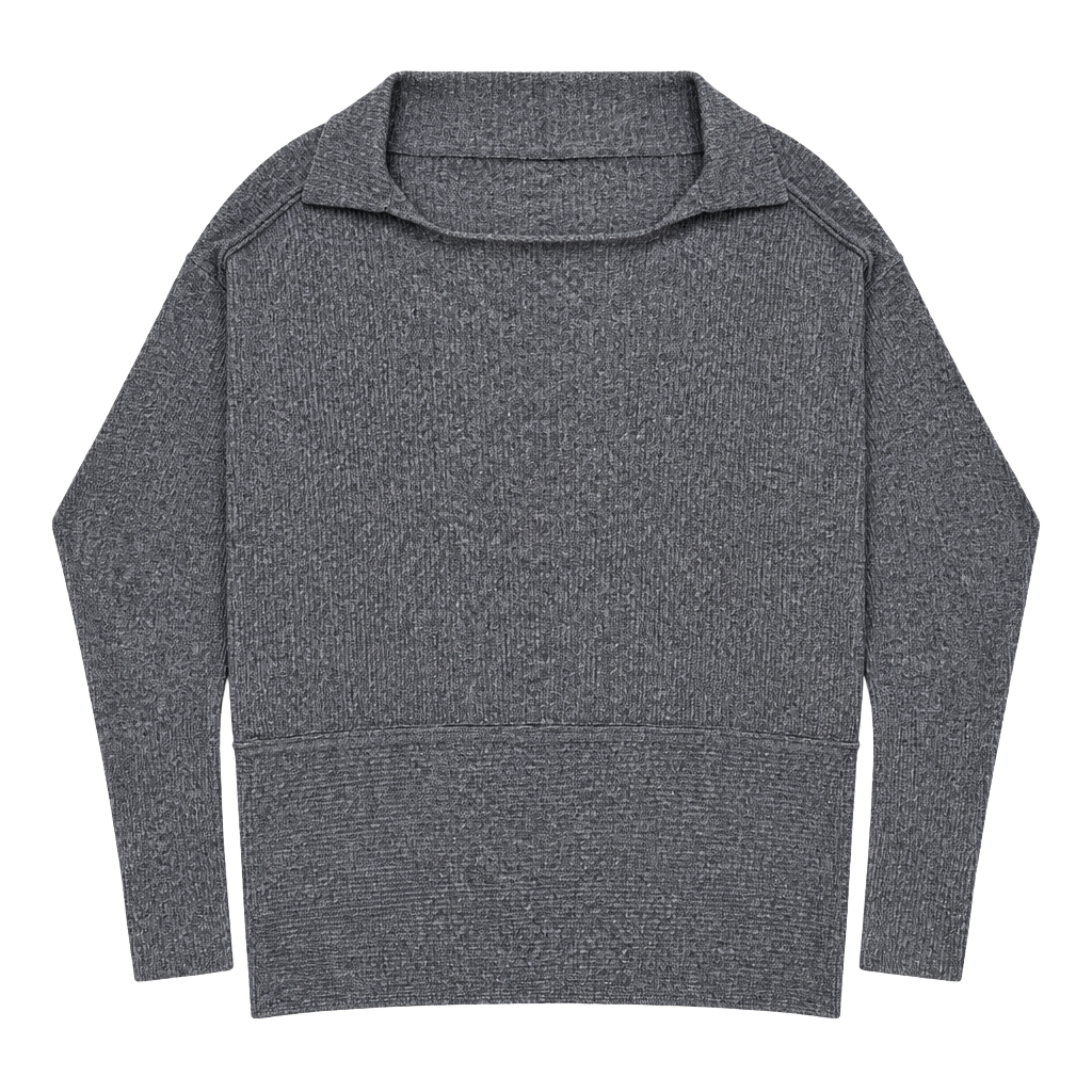 Free People Londontown Thermal Top Ribbed Asymmetrical Grey Size S 1