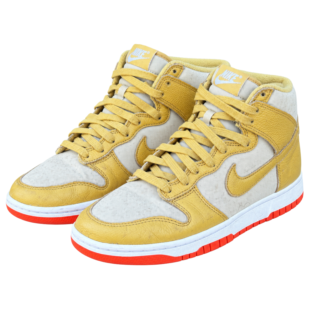 2022 Nike Dunk High Wheat Gold Safety Orange Canvas Shoes Size 7.5 1