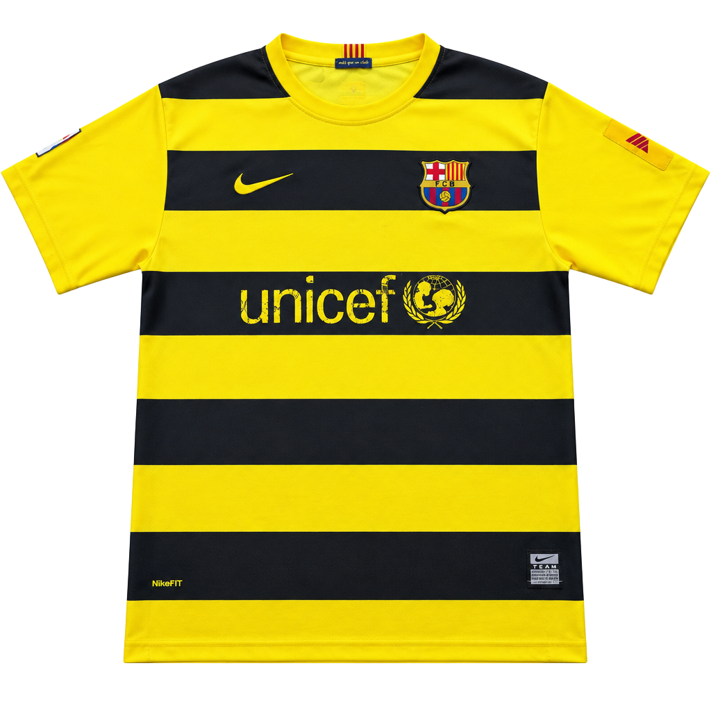 2007/08 RARE FC Barcelona Away Soccer Kit Jersey Striped Nike Size L 1