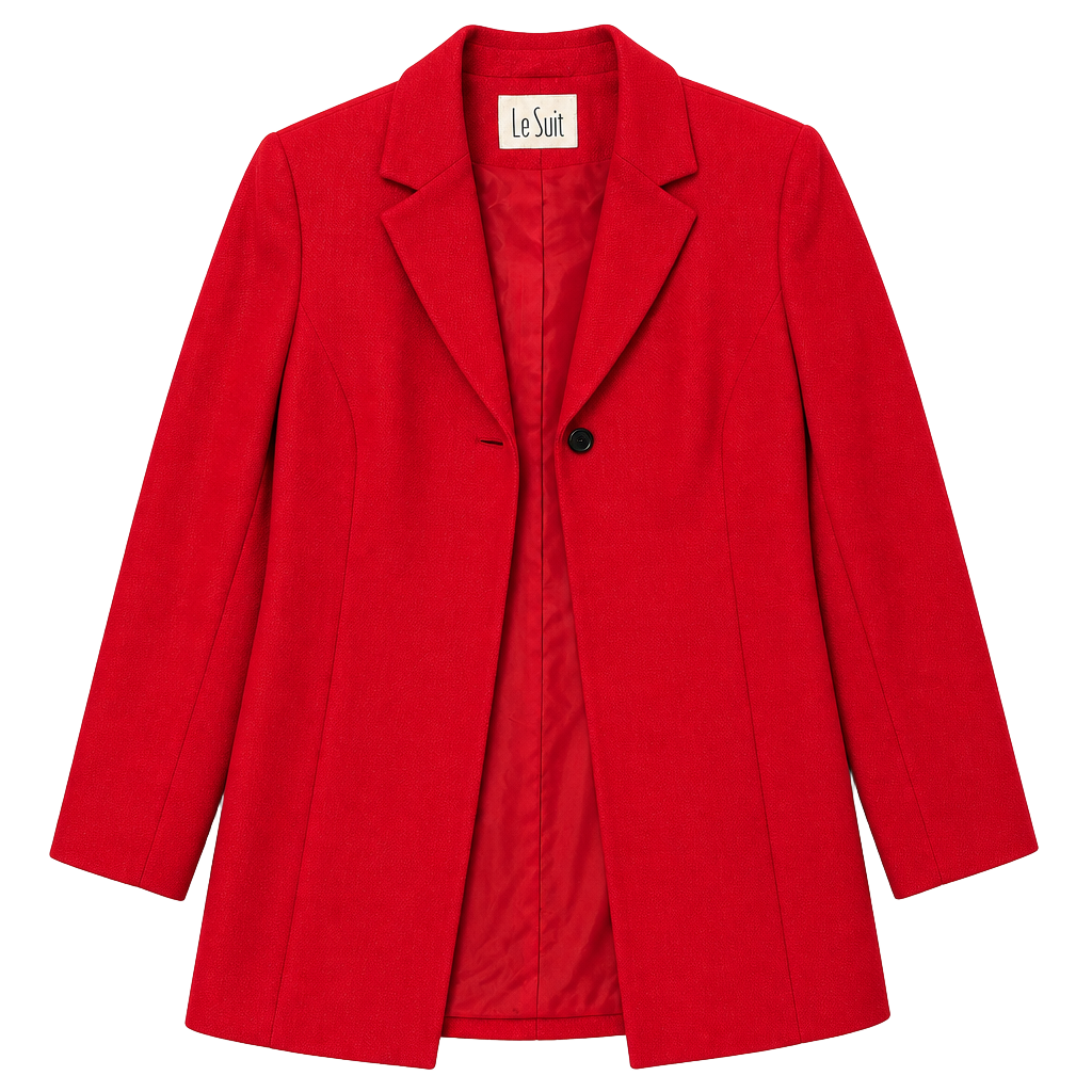 Le Suit Red Single Button Longline Blazer Jacket Size 10 1