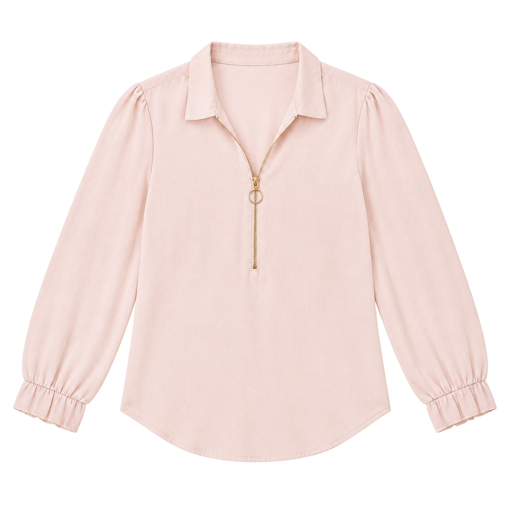 Trina Turk Blouse Size XS Pink V-Neck Long Sleeve Bell Sleeve Top 1
