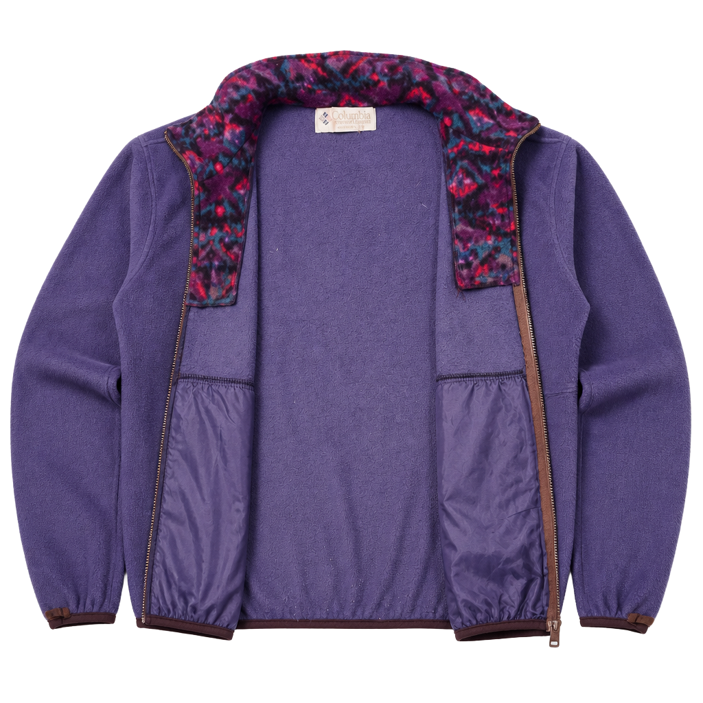 Vintage 90s Columbia Purple & Brown Geometric Fleece Full Zip Jacket 1