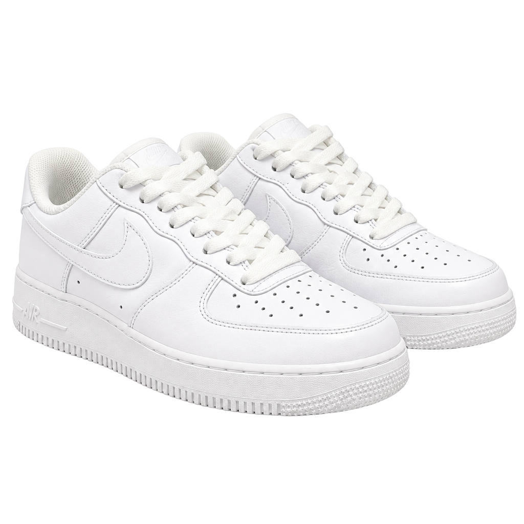 Nike Air Force 1 '07 Low Size 9 White Leather Sneakers Shoes 1