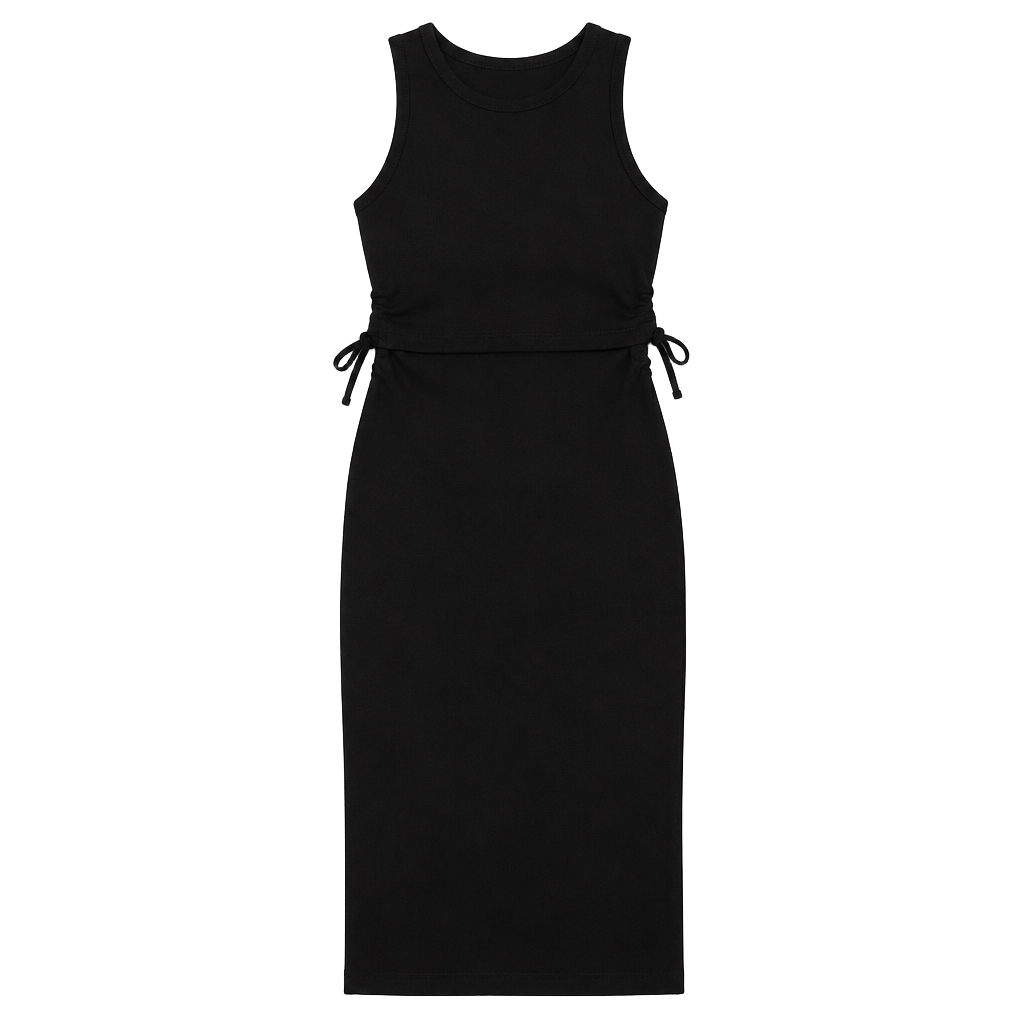 Old Navy Maternity Midi Dress Size XS Black Nursing Ribbed Side Tie 1
