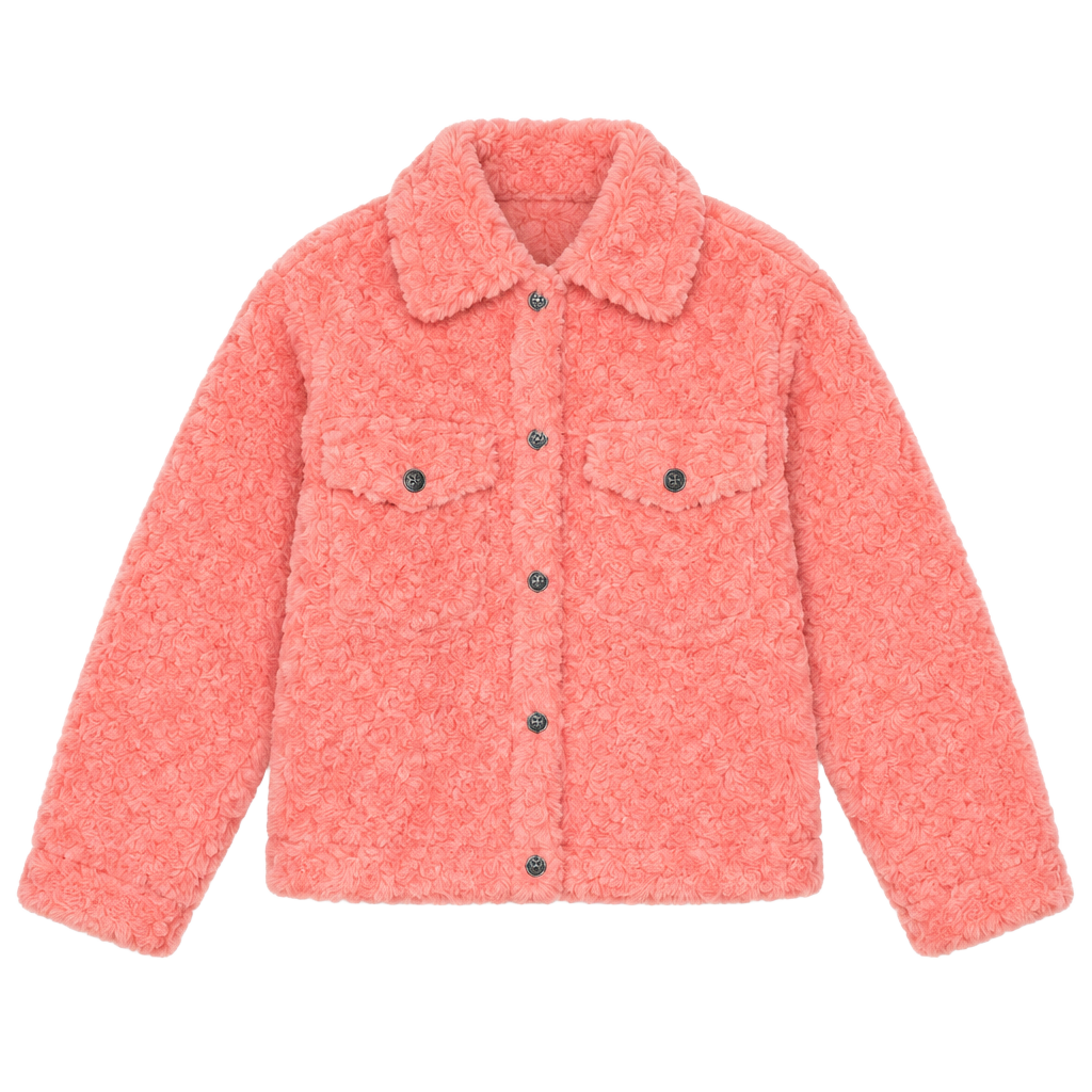 Free People Teddy Swing Jacket Melon Coral Faux Fur 1