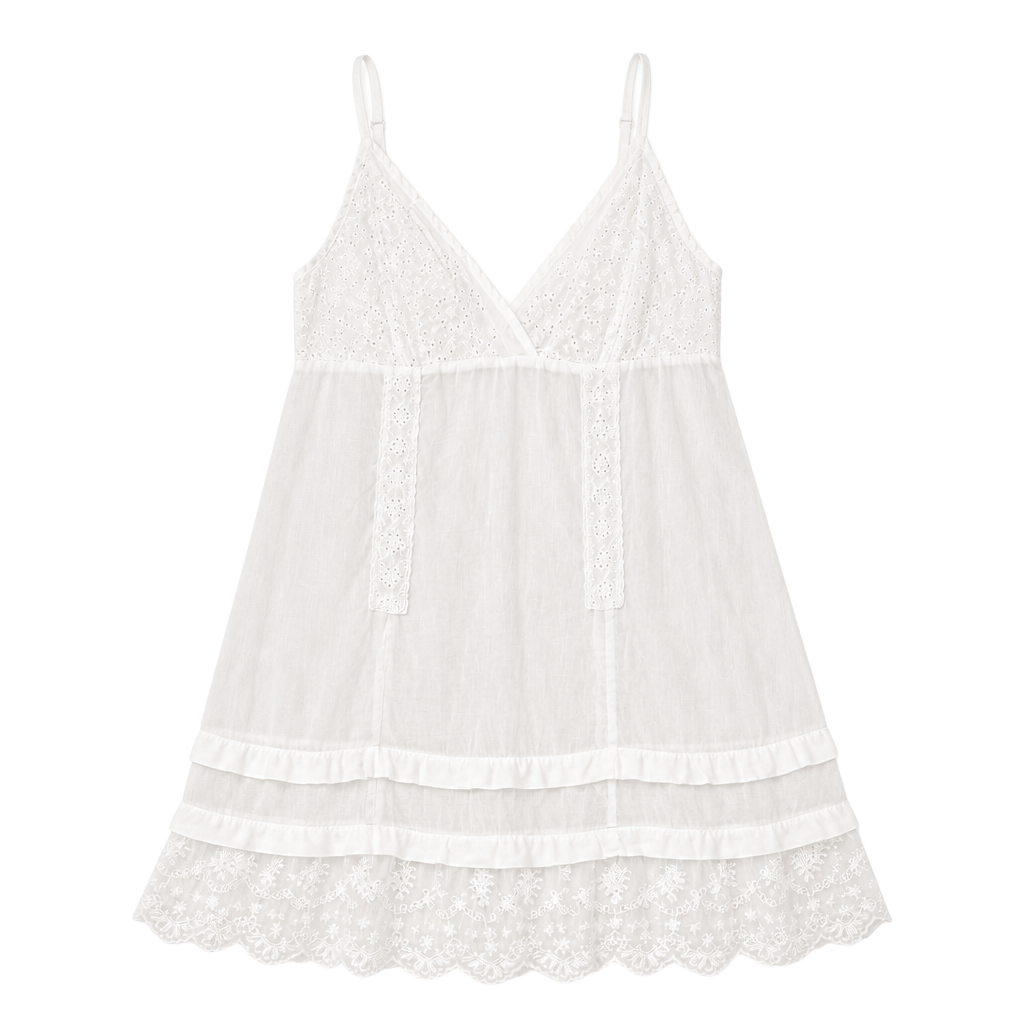 Johnny Was Women's Ivory Eyelet Sleeveless Mini Dress Size S 100% cotton 1