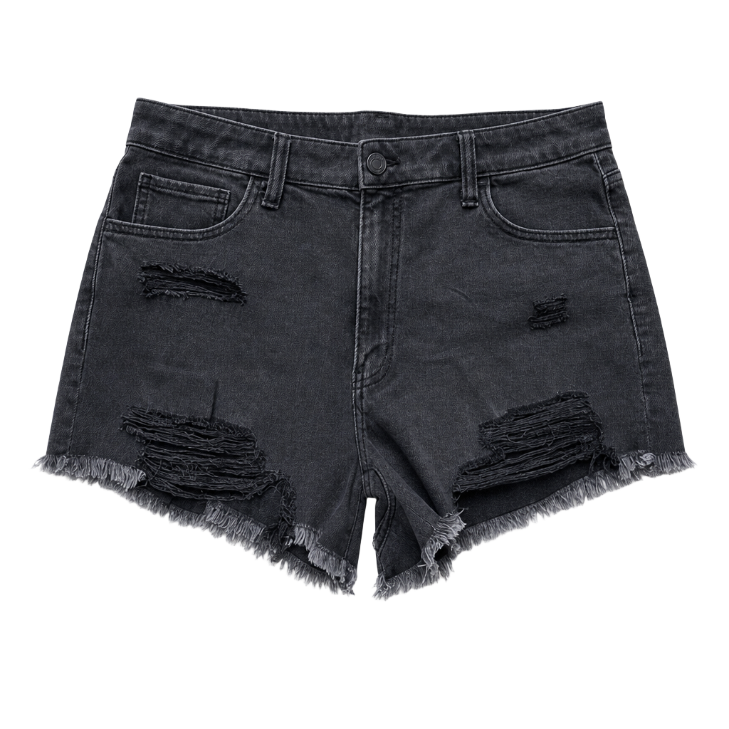 Size 17 SO Distressed Black Denim Raw Hem Shorts 1