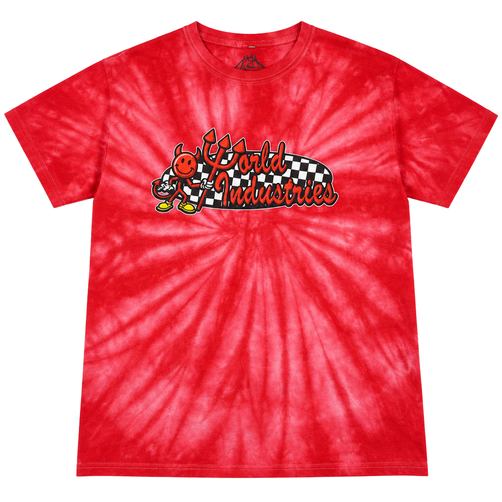 World Industries Tie Dye T Shirt Size L Red Graphic Skater 1
