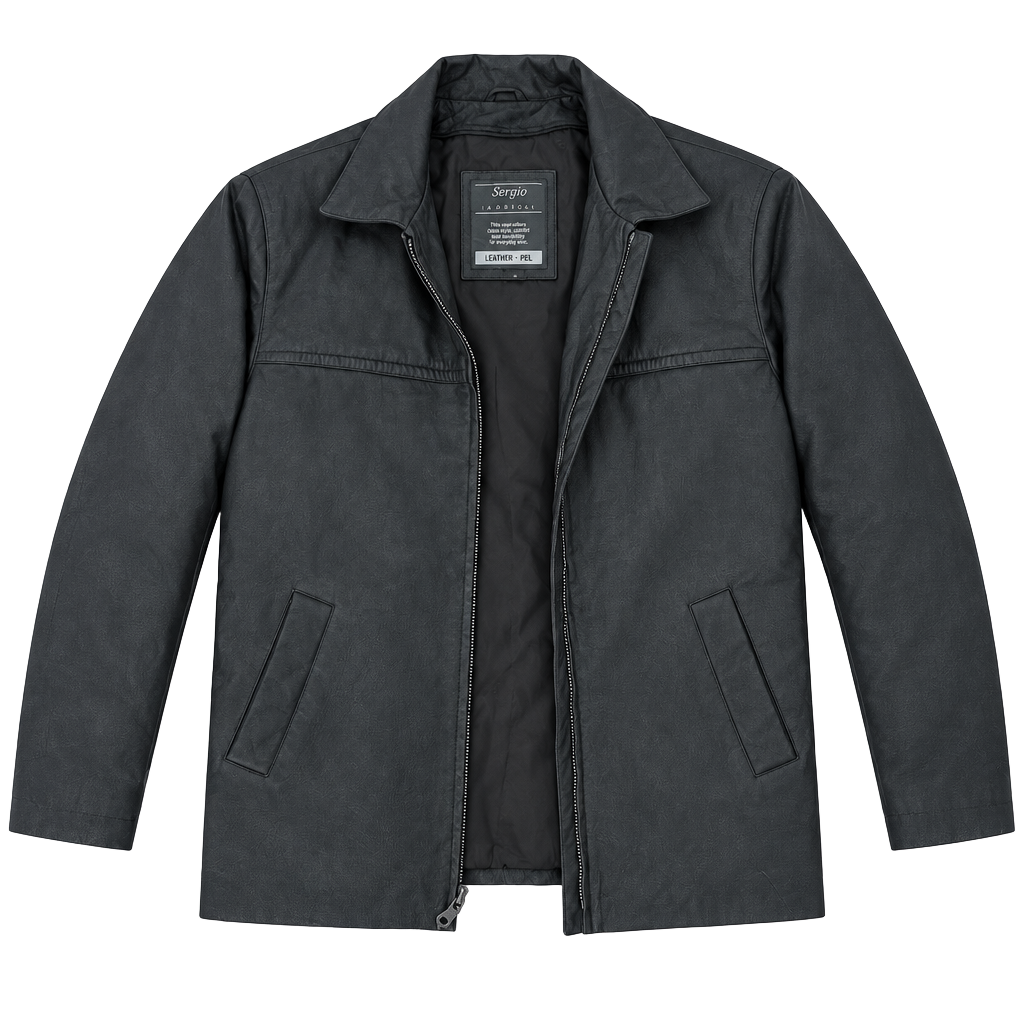 Sergio Vadducci Black Leather Jacket Size M Faux Leather Aviator Bomber 1