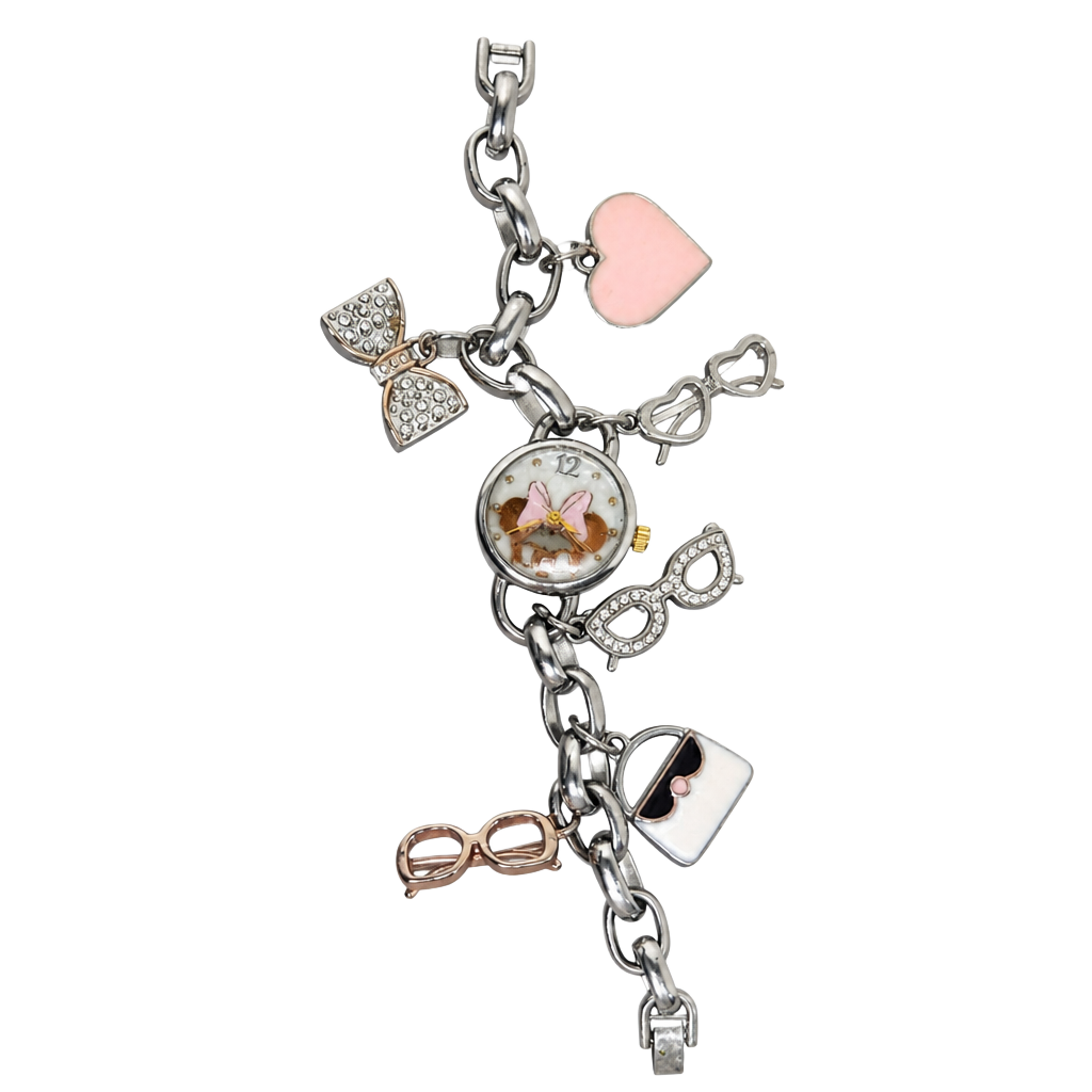 Disney Minnie Mouse Accutime MN2070 Charm Bracelet Watch 1