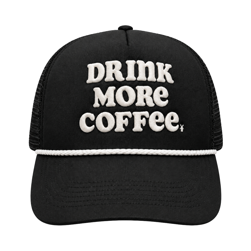 Dutch Bros Drink More Coffee Trucker Hat Black Mesh Snapback 1