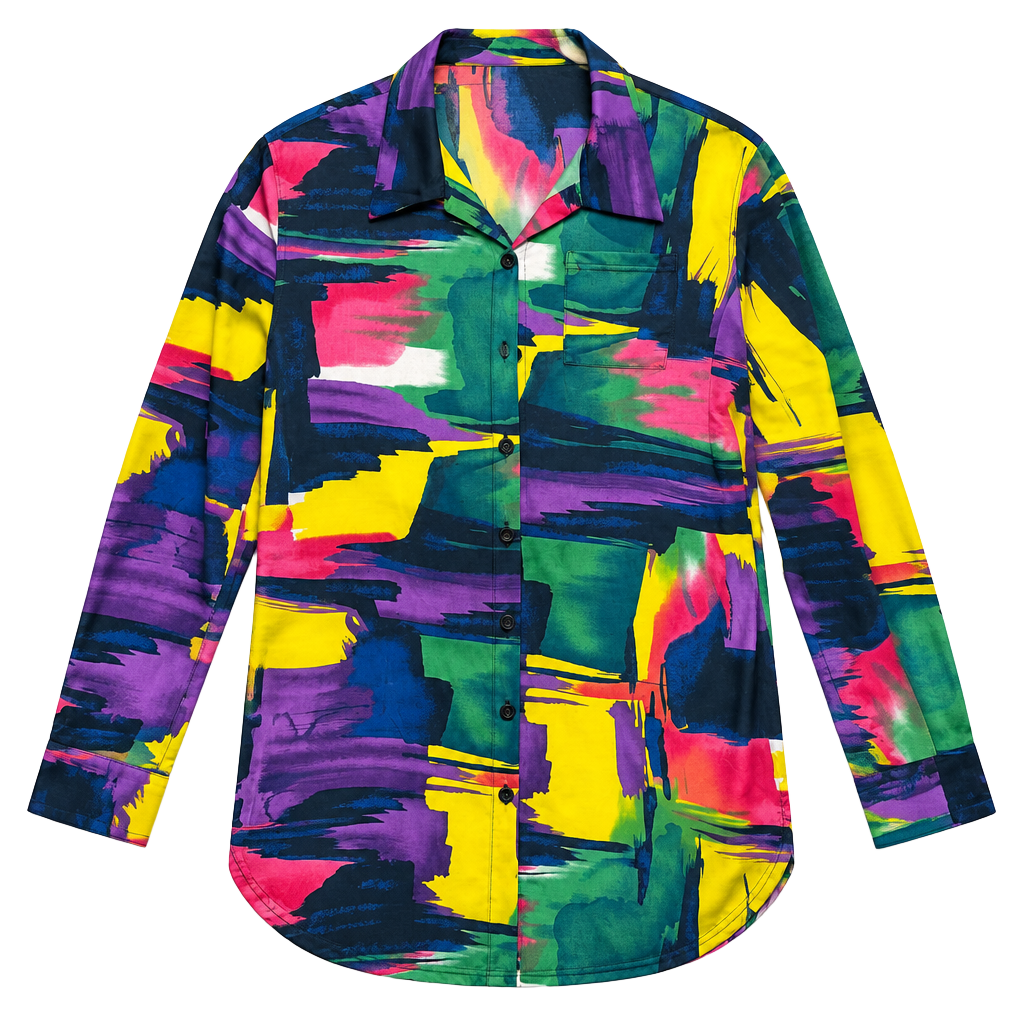 Fashion Nova Button Down Shirt Dress Size XL Multi Color Abstract Print 1