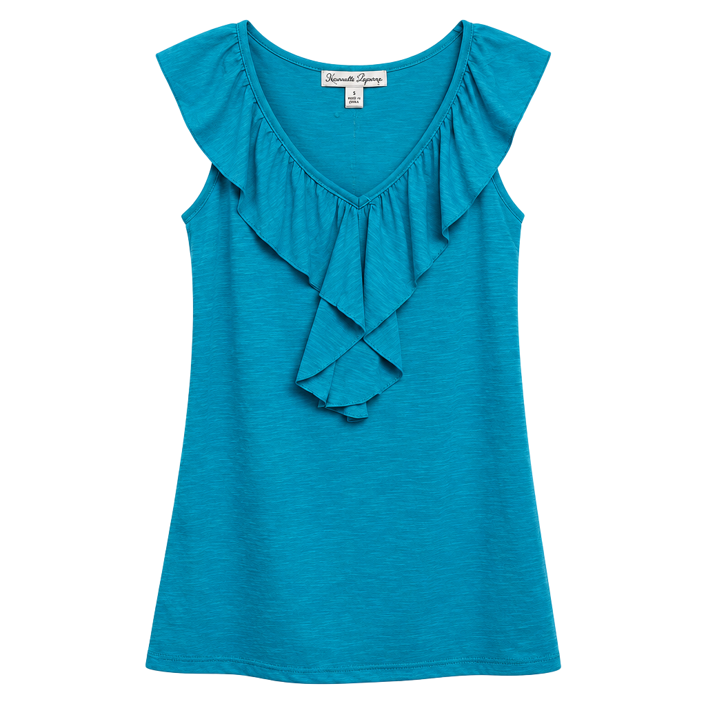 French Laundry Blue Ruffle Flutter Sleeve Top Size S NWT 1