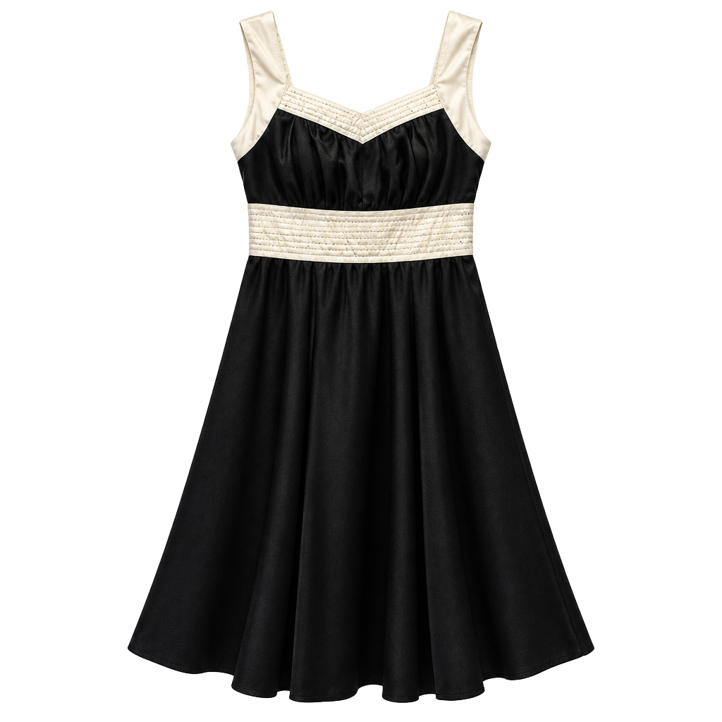 Charlotte Russe Black White Wide Strap Knee Length Flare Dress Jr Size 3 NWT 1