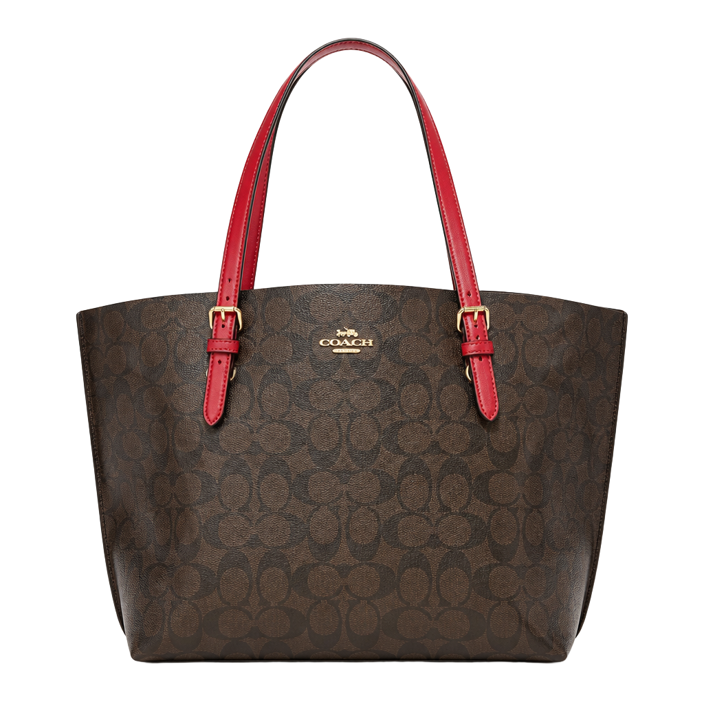 Coach Mollie Tote in Signature Canvas Brown/Red 1