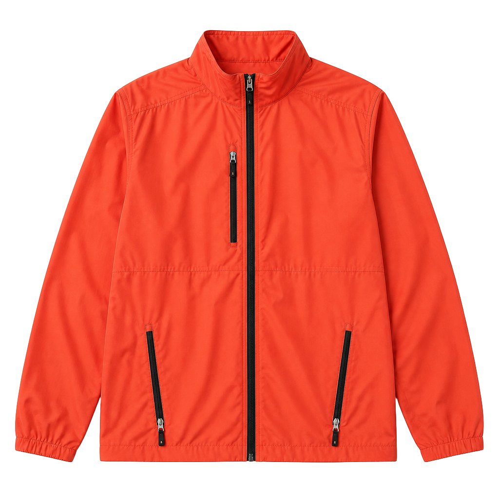 Izod Mens Windbreaker Size XL Full Zip Orange Jacket Rain Coat 1