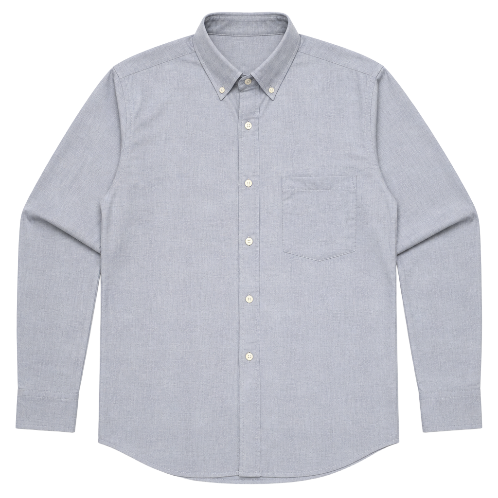 Reed Edward Mens Button Down Denim Blue Casual Business Attire Large 100% Cotton 1