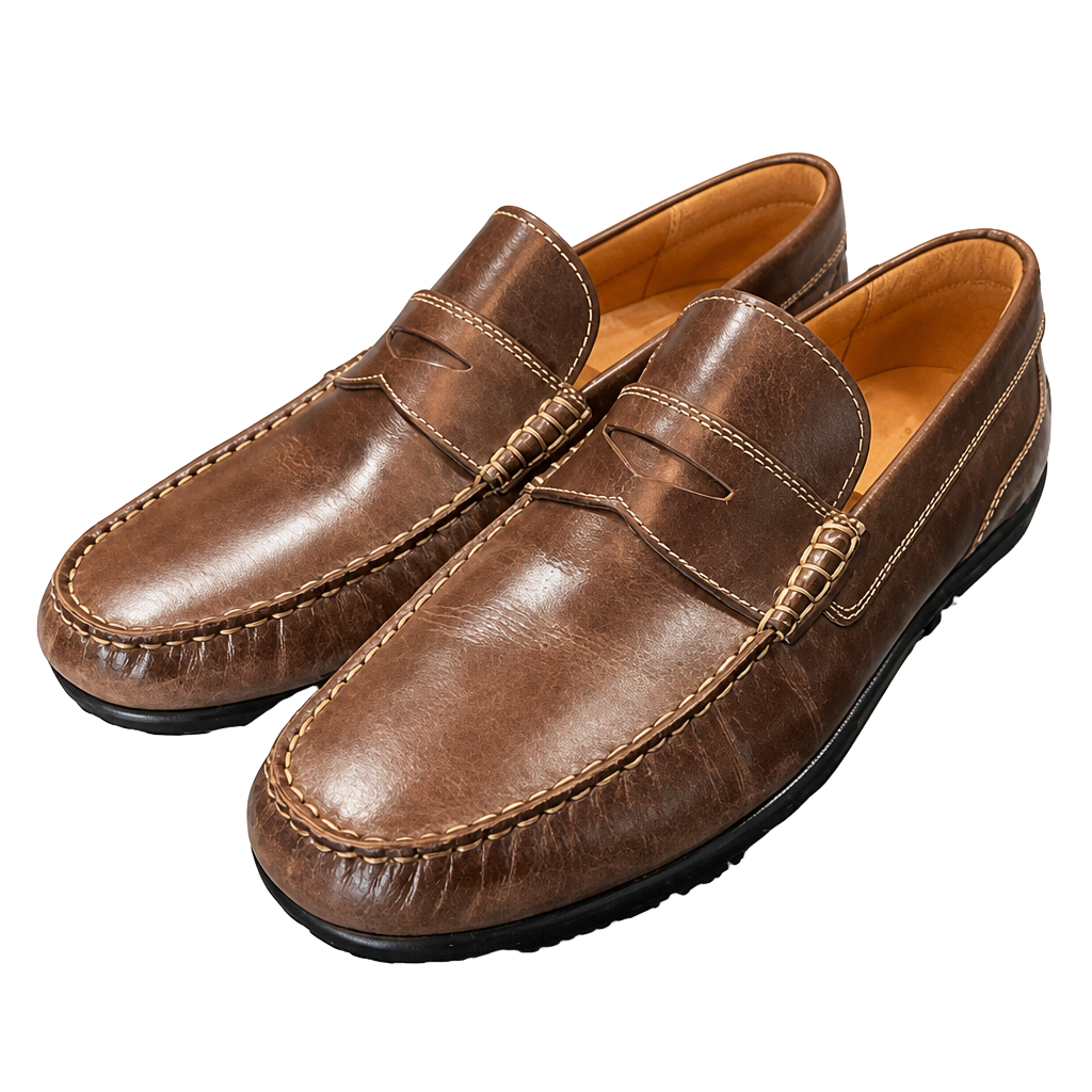 Ecco Men’s Casual Comfort Penny Loafers Chocolate Brown Leather Size 10.5 44 1
