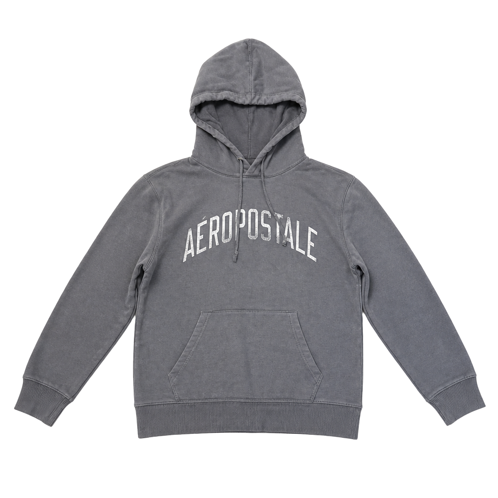 Aeropostale Men’s Medium Acid Grey Hoodie Y2K Cotton Blend 1