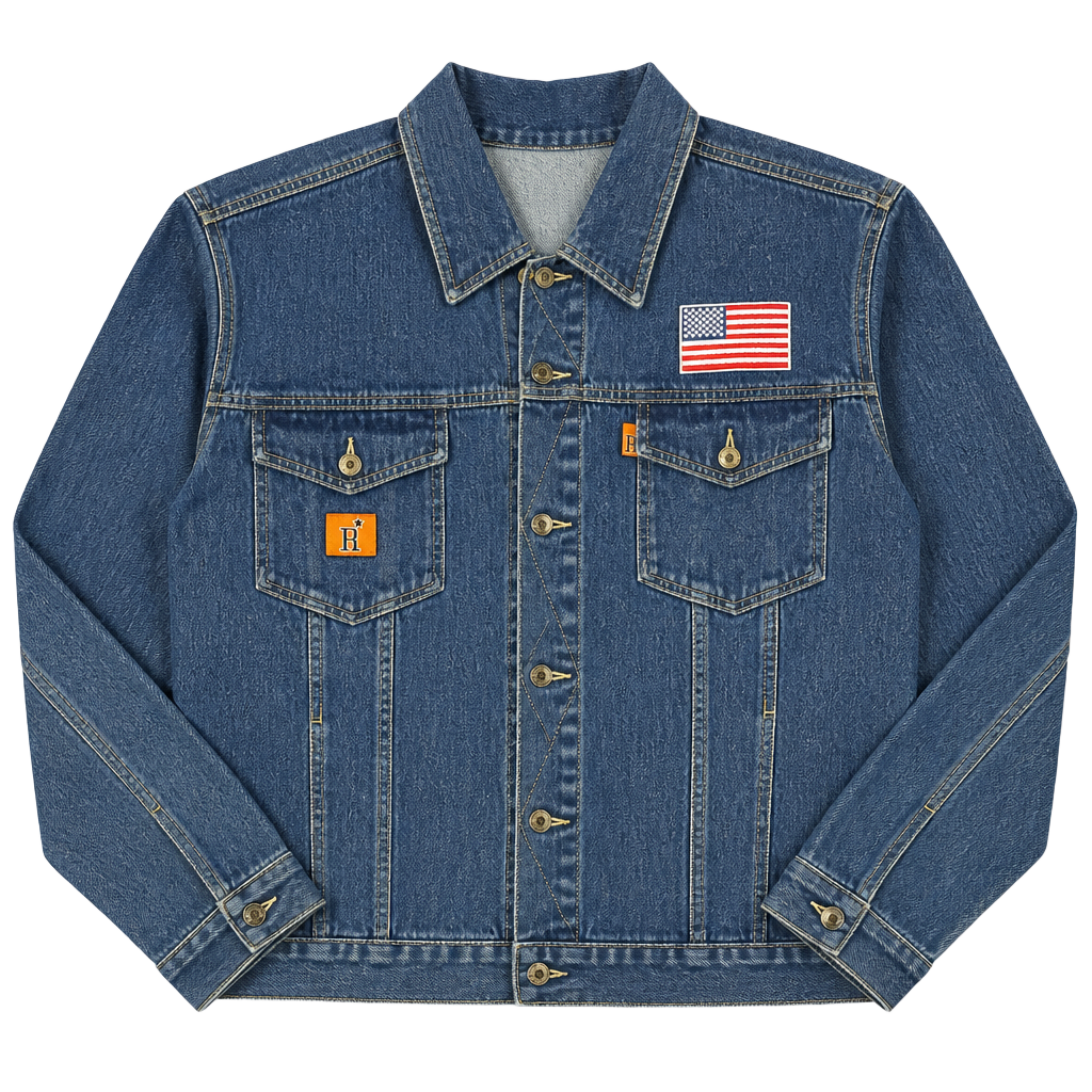 Usa Made Mens Denim Jacket XL Revival Usa Patch American Vintage Look 1
