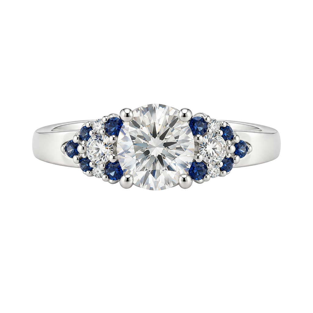 Moissanite Ring Size 6 1.0ct White and Blue Gemstone Sterling Silver 1