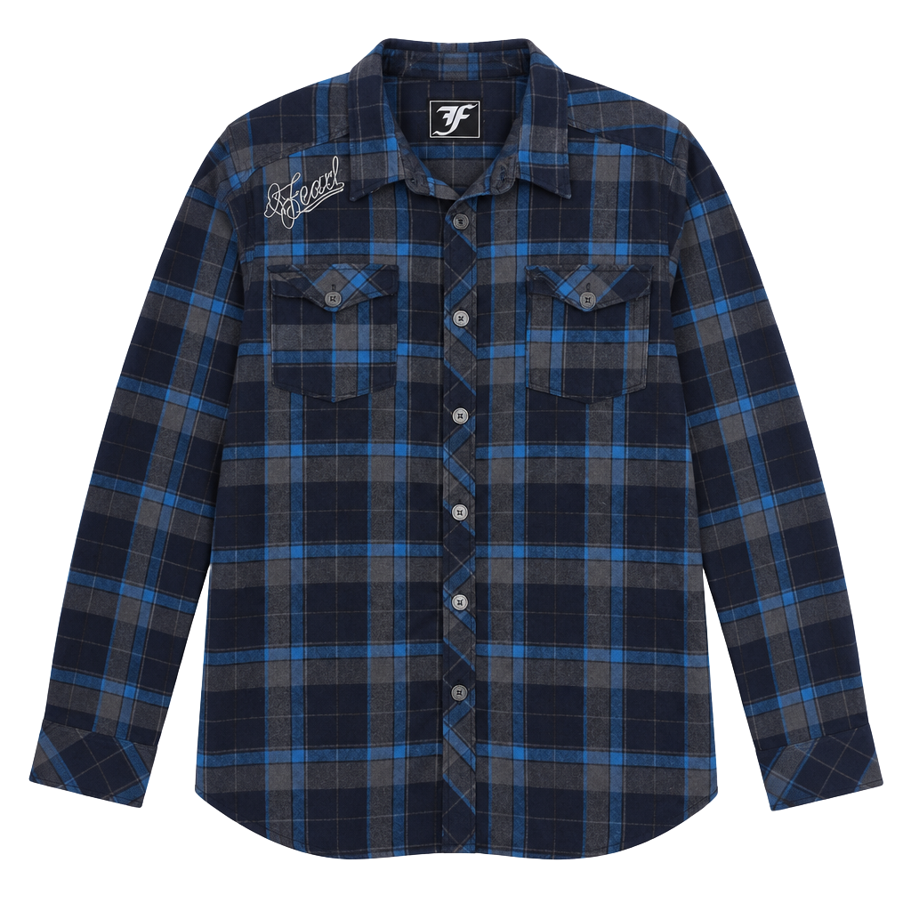 Fearless Apparel Blue Grey Plaid Flannel Shirt Mens XL Streetwear Skate Gothic 1