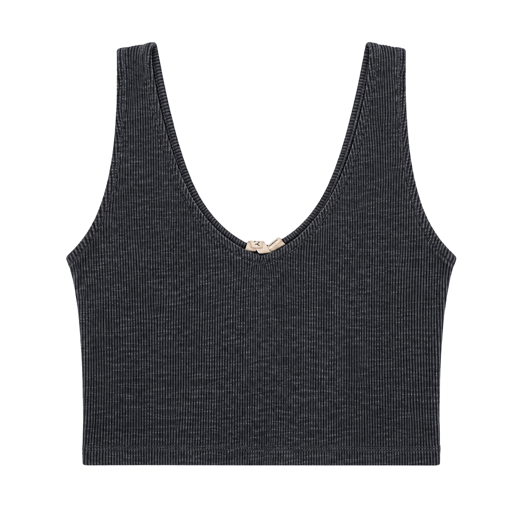Roxy Ribbed Crop Tank Top Size M Gray Scoop Neck Sleeveless 1