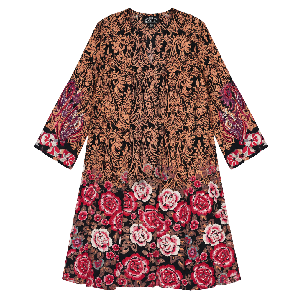 Angie Boho Paisley Floral 100% Rayon Duster Kimono Cardigan Size M 1