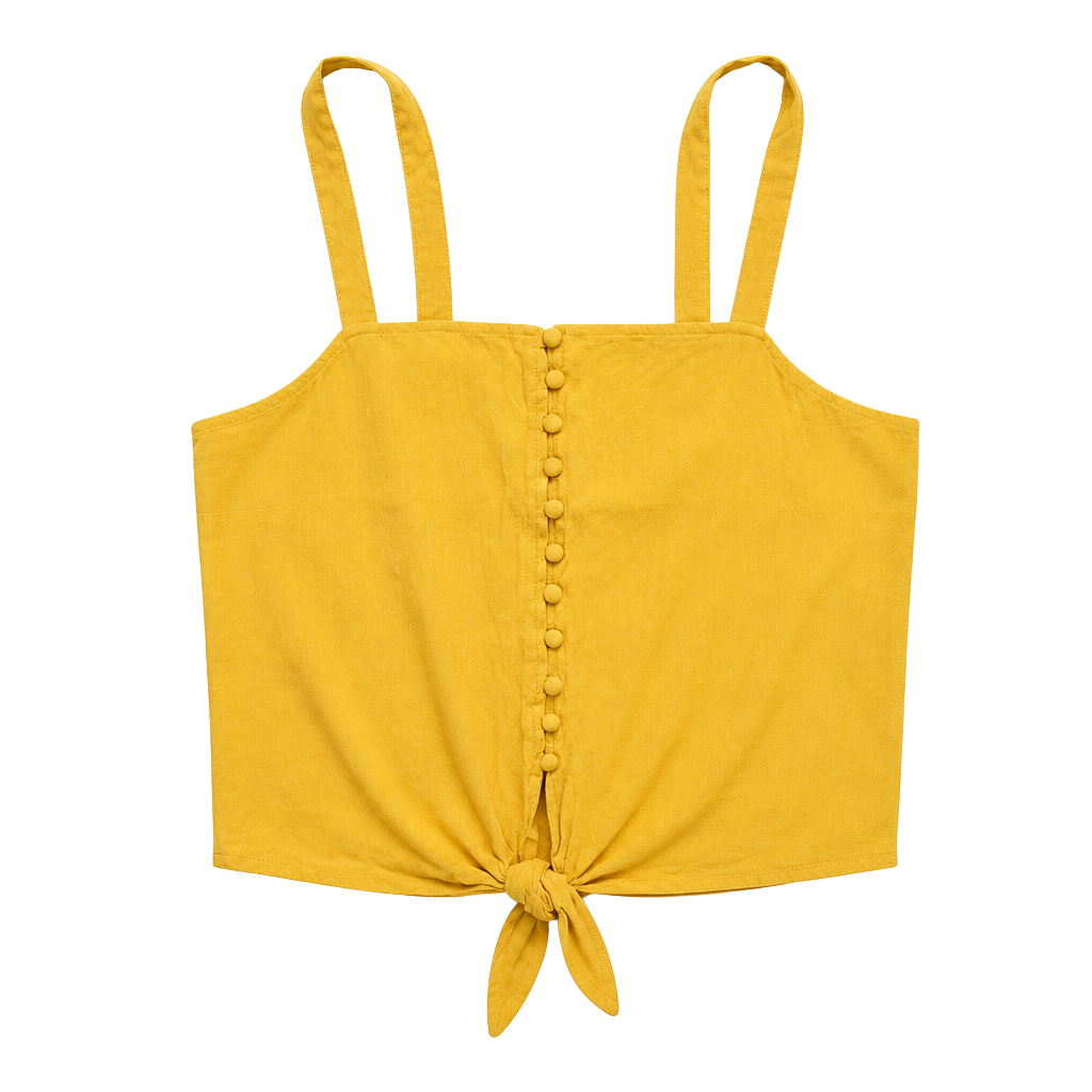 Madewell Mustard Yellow Button Front Crop Tie Tank Top Medium boho 1
