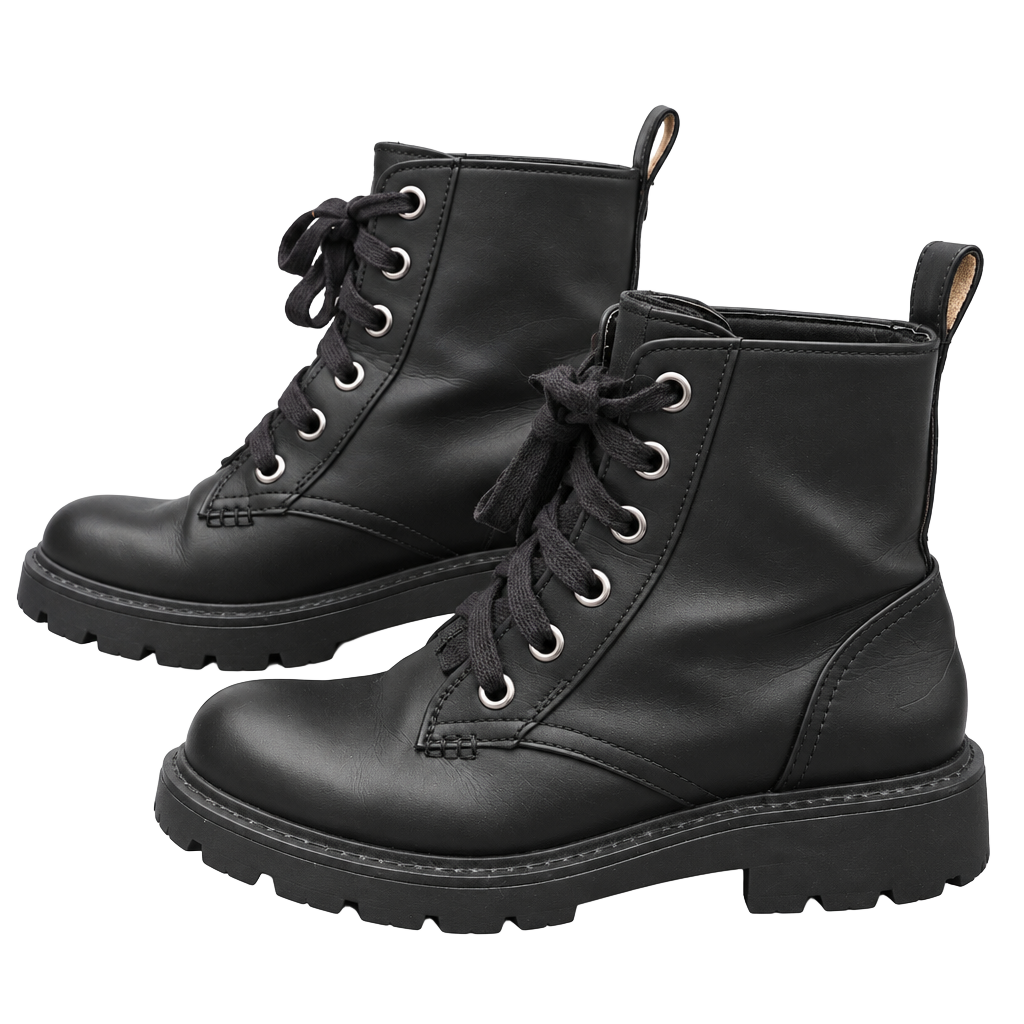UGG Daren Black Leather Lace Up Combat Boots Size 7.5 Lug Sole Chunky 1108929 1