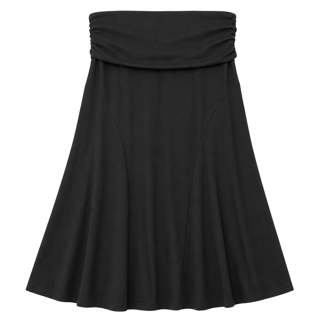 Black Fold-Over Waist Skirt Size S 1