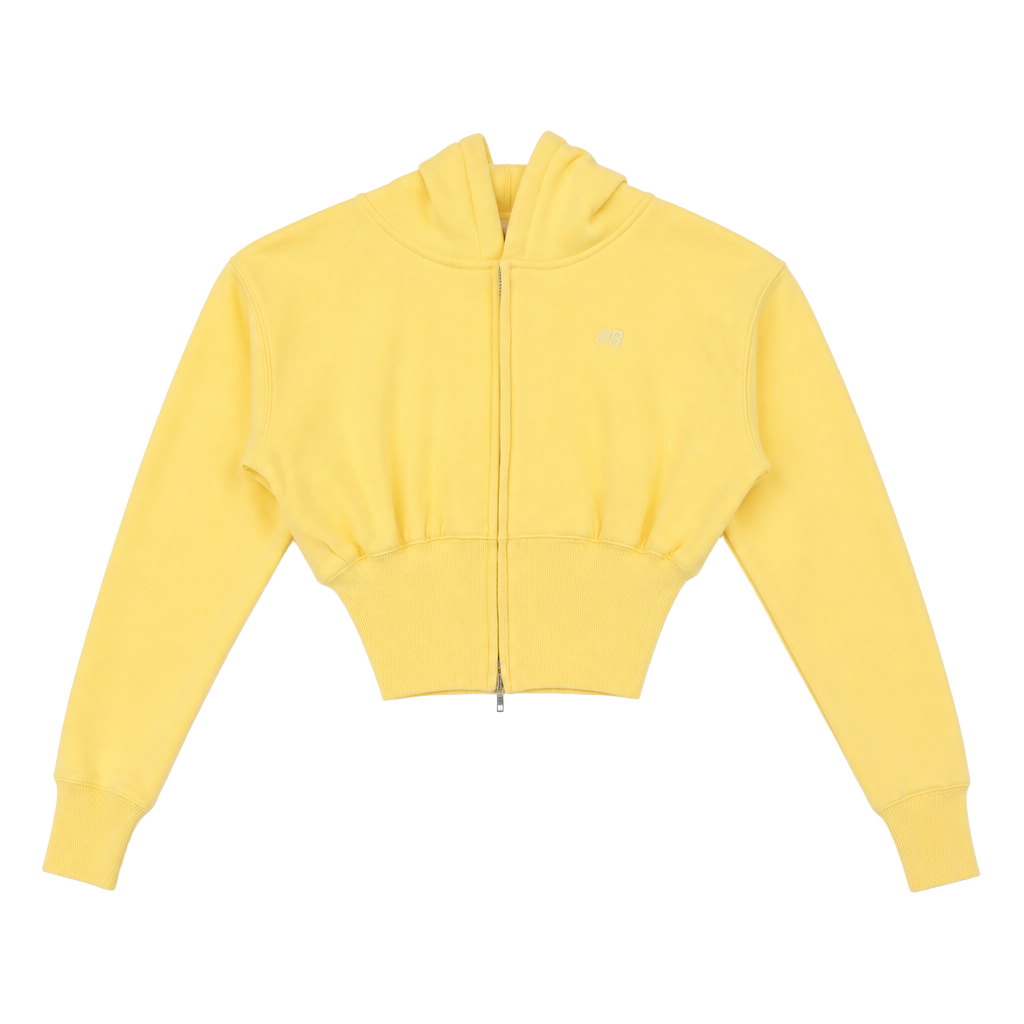 FDR-KJ Yellow Cropped Full Zip Hoodie Sweatshirt Style 6HR21208 Size Small 1