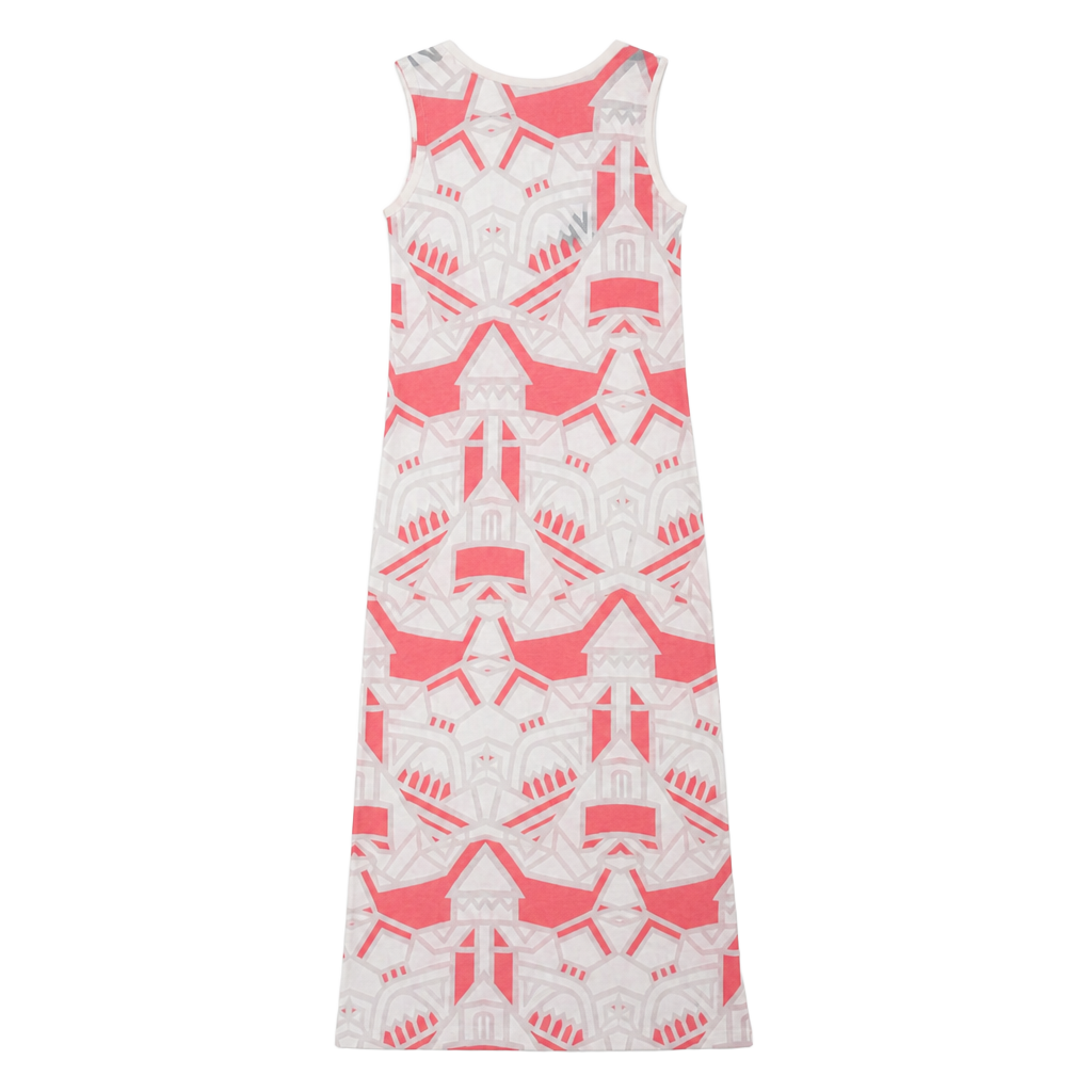 Topshop Pink and White Geometric Print Sleeveless Maxi Dress 1