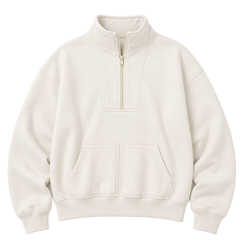 PrettyLittleThing Women's Cream Quarter Zip Pullover Sweatshirt 1