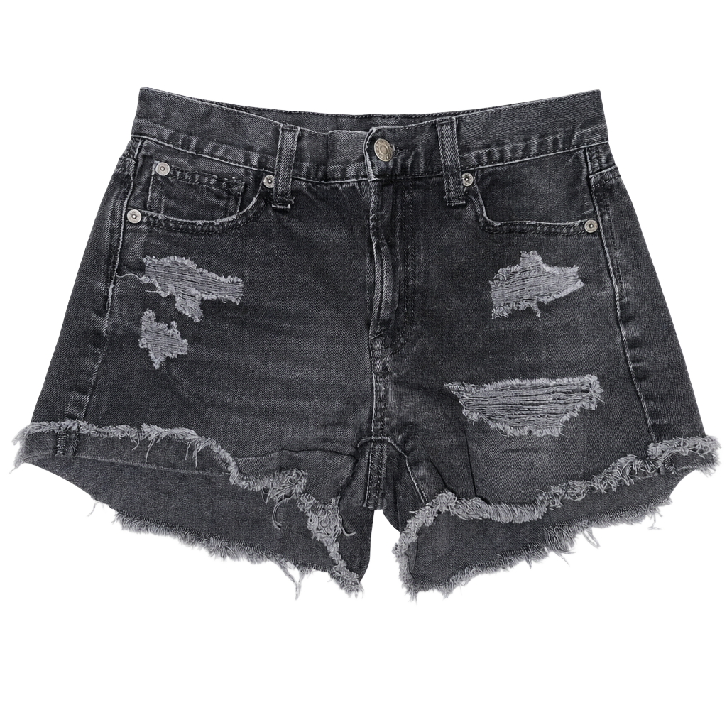 American Eagle Outfitters Women's Black Denim Ripped Frayed Hem Shorts Size 0 1