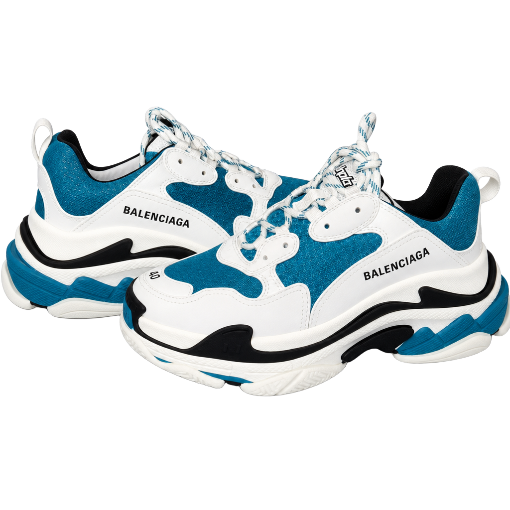 Authentic Balenciaga Chunky Sneakers in White & Teal Blue size E40/mens 7 1
