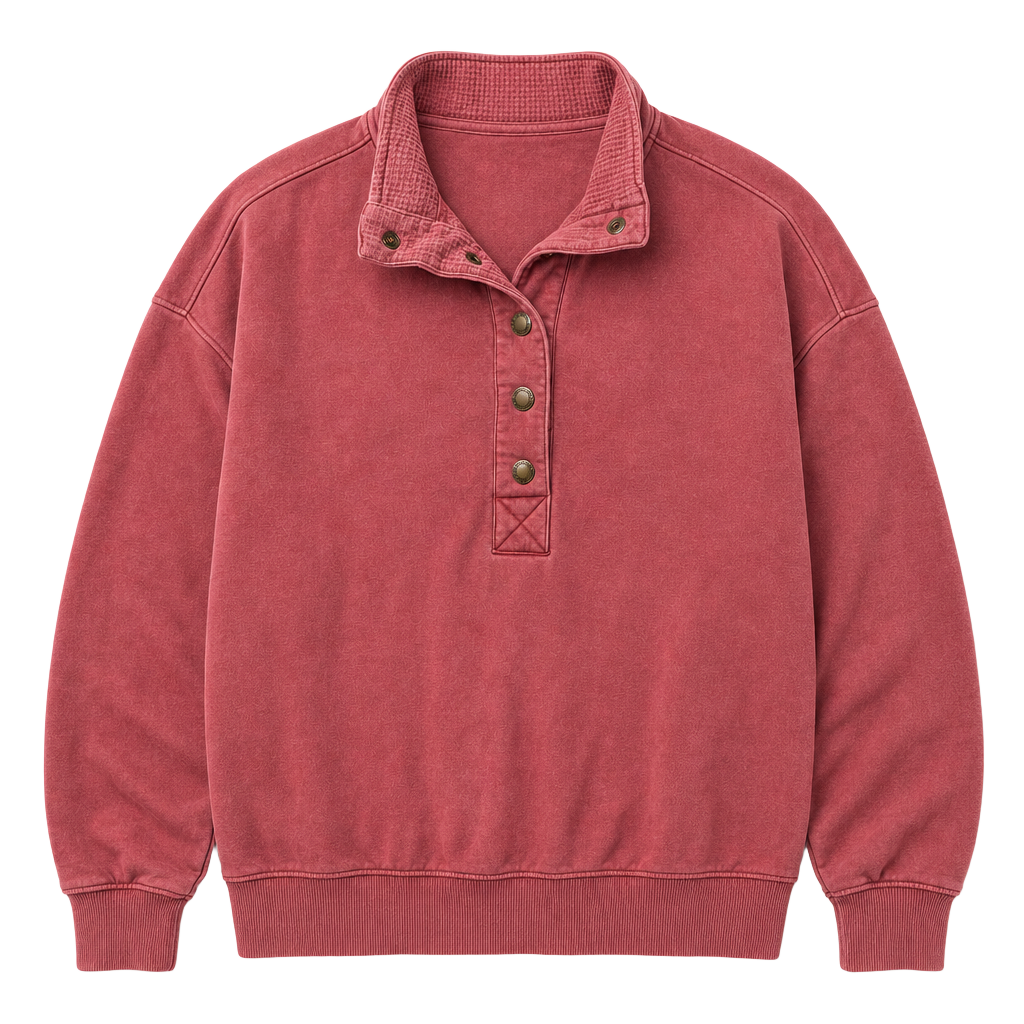 C&C California Sunwashed Long Sleeve Snap-Button Pullover Sweatshirt 1