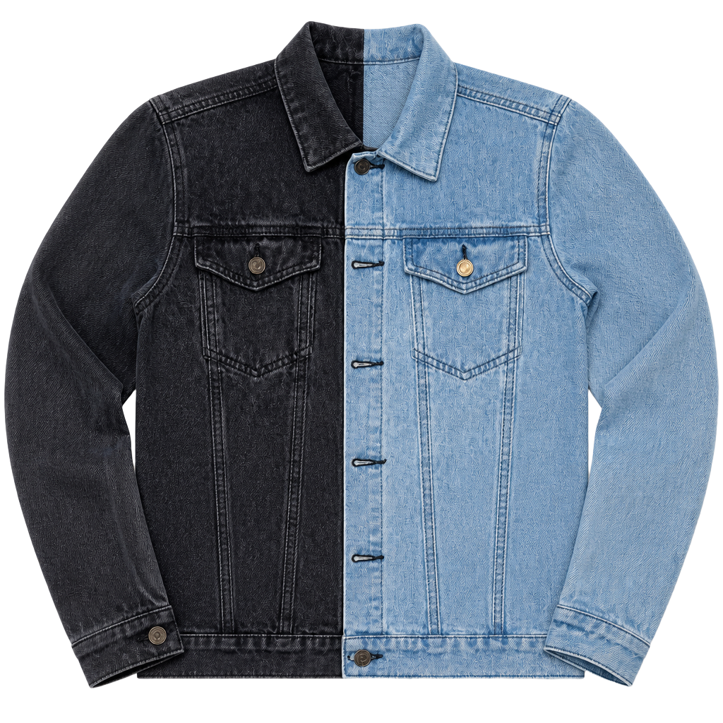 boohooMAN Two-Tone Half and Half Denim Jacket 1