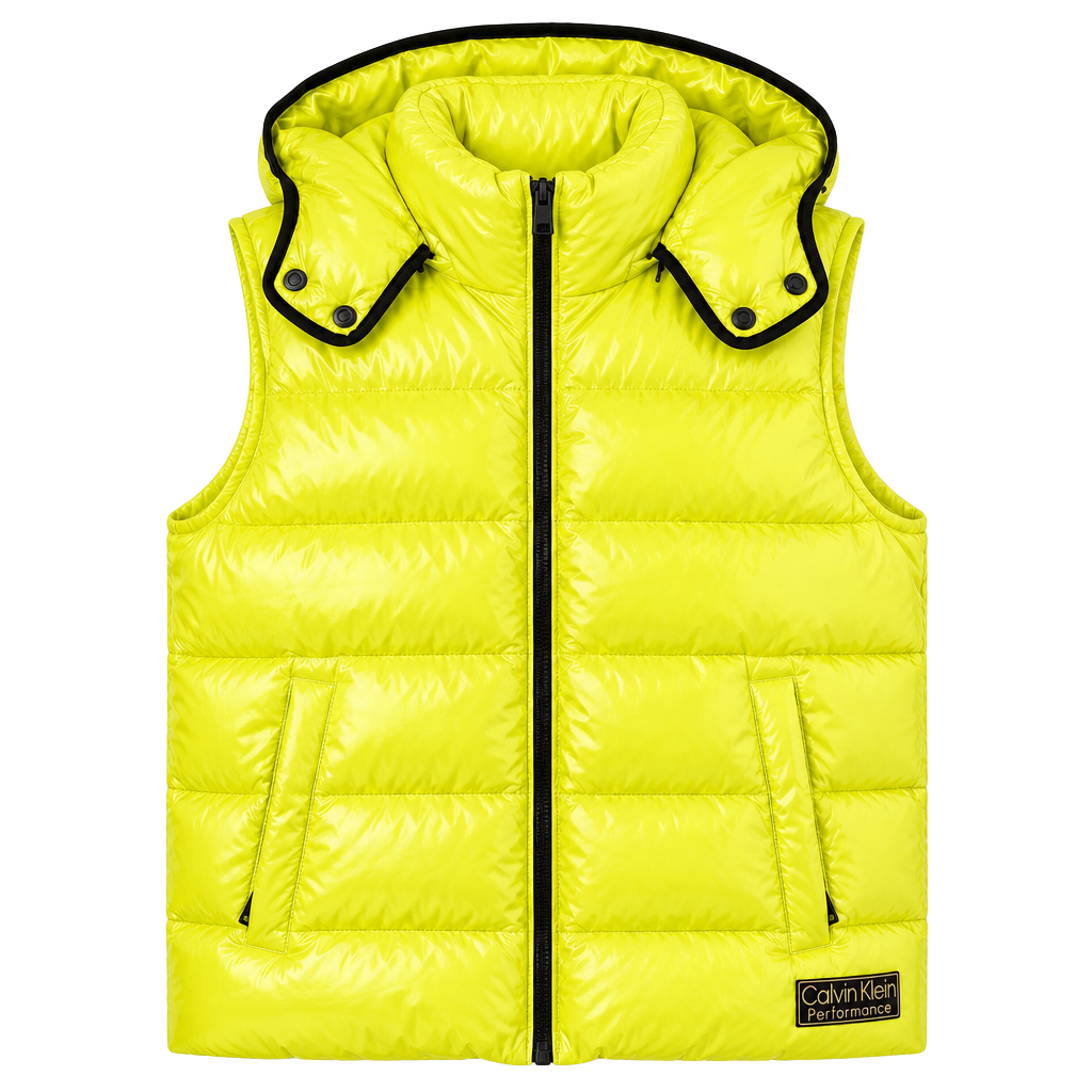 Calvin Klein Performance Neon Yellow Hooded Puffer Vest 1