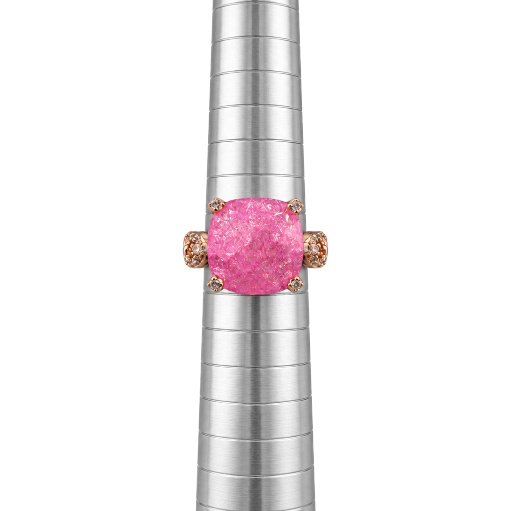 Bomb Party Ring Size 8 Pink Ice Crystal Rose Gold with Links 1